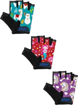 3 Pairs Kids Bike Gloves Kids Half Finger Fingerless Workout Gloves Non-Slip Gel for Bike Motorcycle