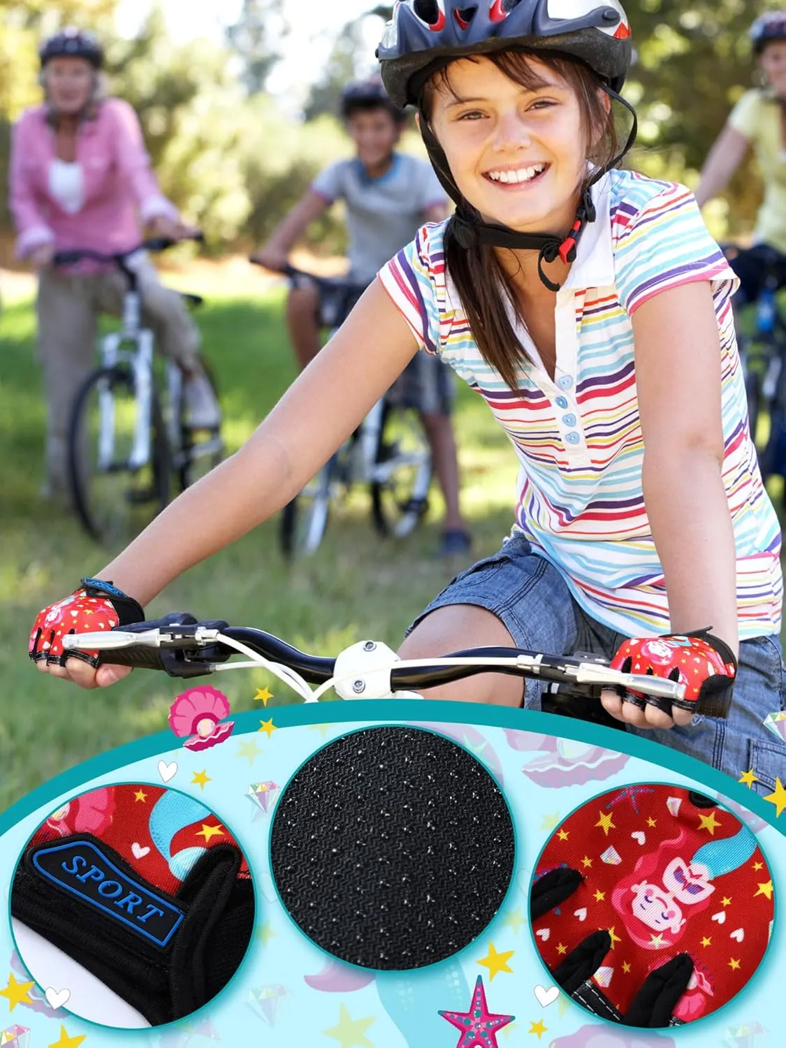3 Pairs Kids Bike Gloves Kids Half Finger Fingerless Workout Gloves Non-Slip Gel for Bike Motorcycle