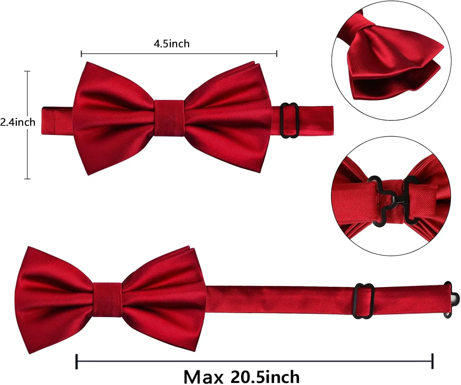 Alizeal Pre-tied Adjustable Bow Tie for Men Formal Solid Tuxedo Bow Tie