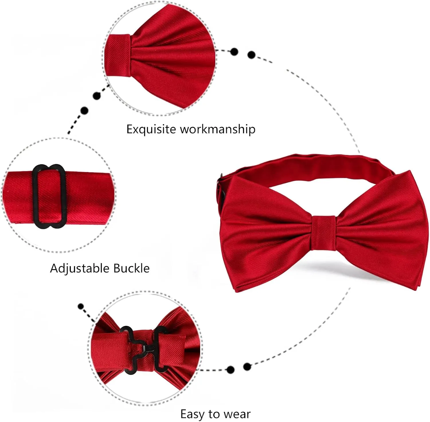Alizeal Pre-tied Adjustable Bow Tie for Men Formal Solid Tuxedo Bow Tie