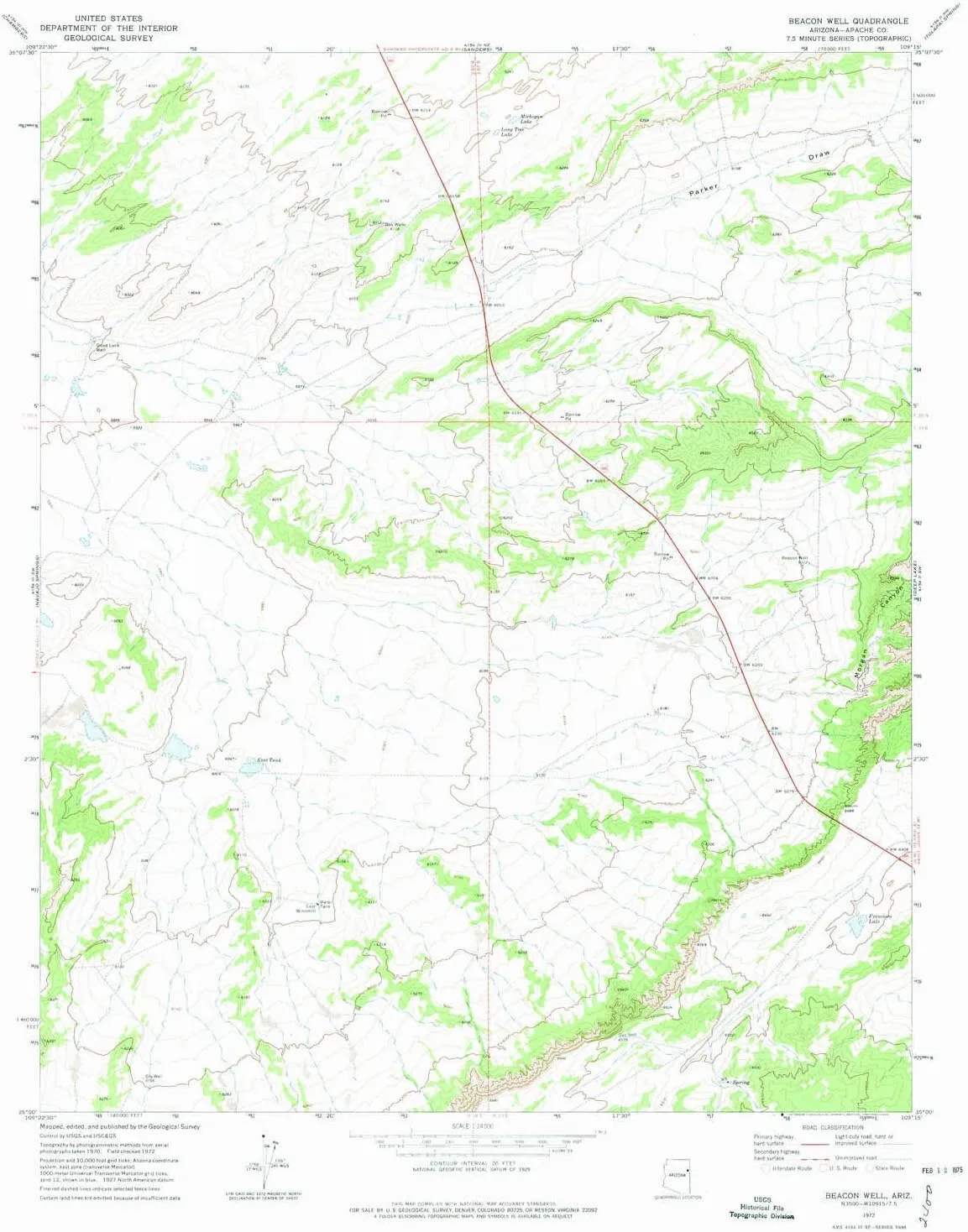 Beacon Well AZ topo map, 1:24000 Scale, 7.5 X 7.5 Minute, Historical, 1972, Updated 1974, 27 x 21.5 in