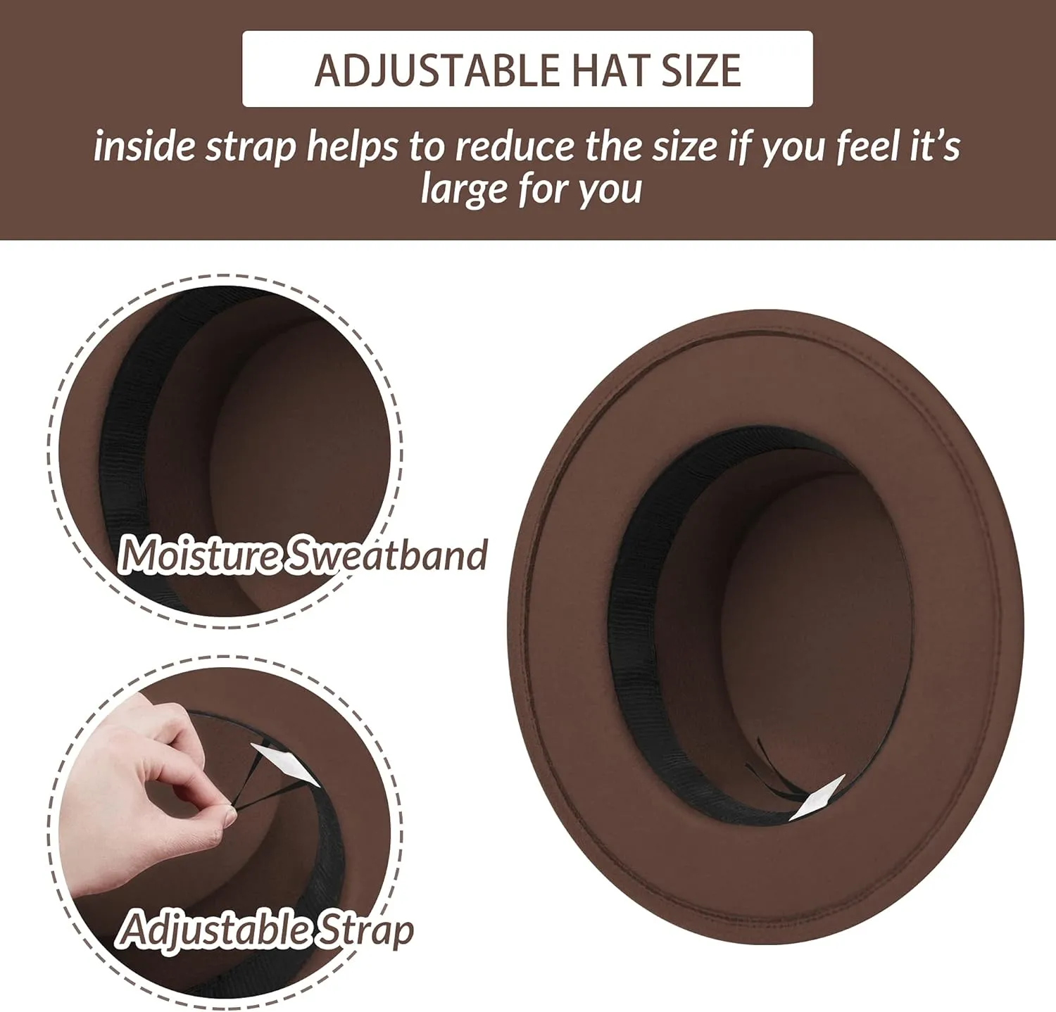 Classic Fedora Hat Flat Top Hat Felt Pork Pie Hat Wide Brim Church Derby Cap for Women and Men