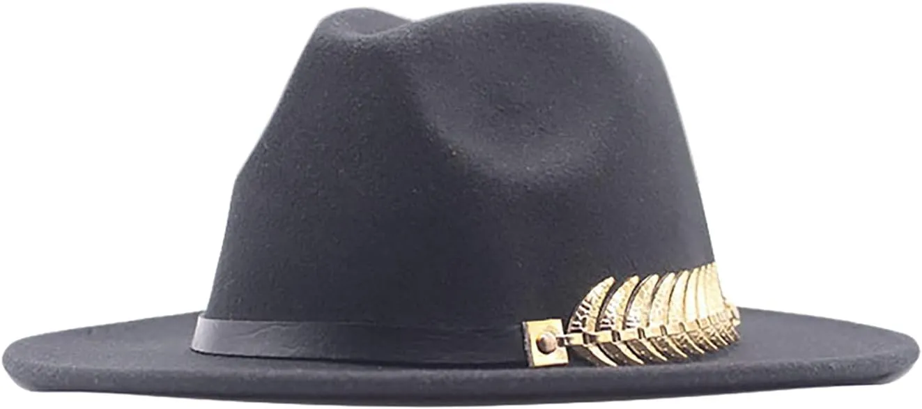 Classic Fedora Hats for Men & Women Wide Brim Hat Belt Buckle Outdoor Panama Dress Fedora Hat