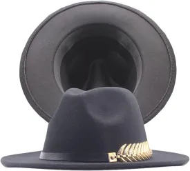 Classic Fedora Hats for Men & Women Wide Brim Hat Belt Buckle Outdoor Panama Dress Fedora Hat
