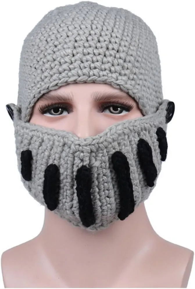 Creative Barbarian Knit Beard Hat Funny Knit Cap Wig Beanie Hats Beard Facemask