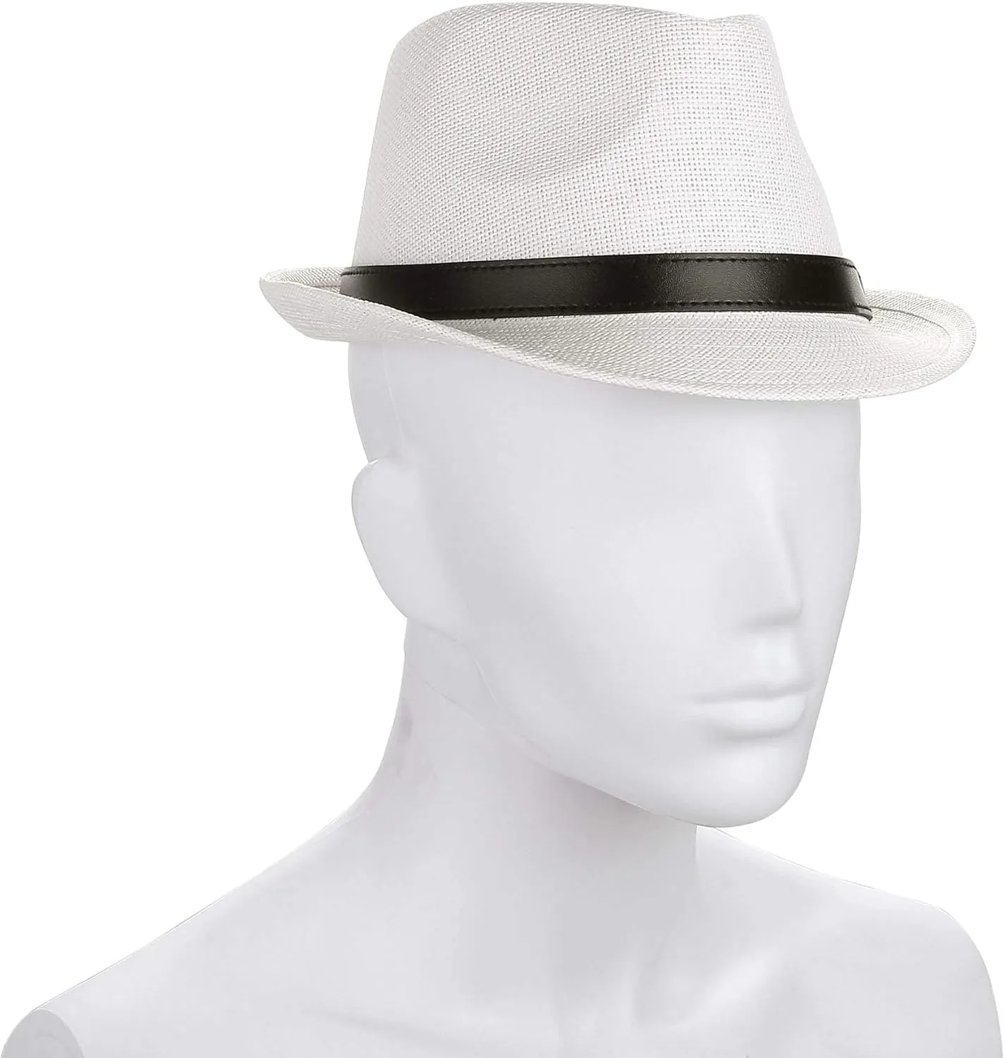 FALETO Straw Fedora Hat Classic Panama Trilby Hats Short Brim Sun Hat for Men Women
