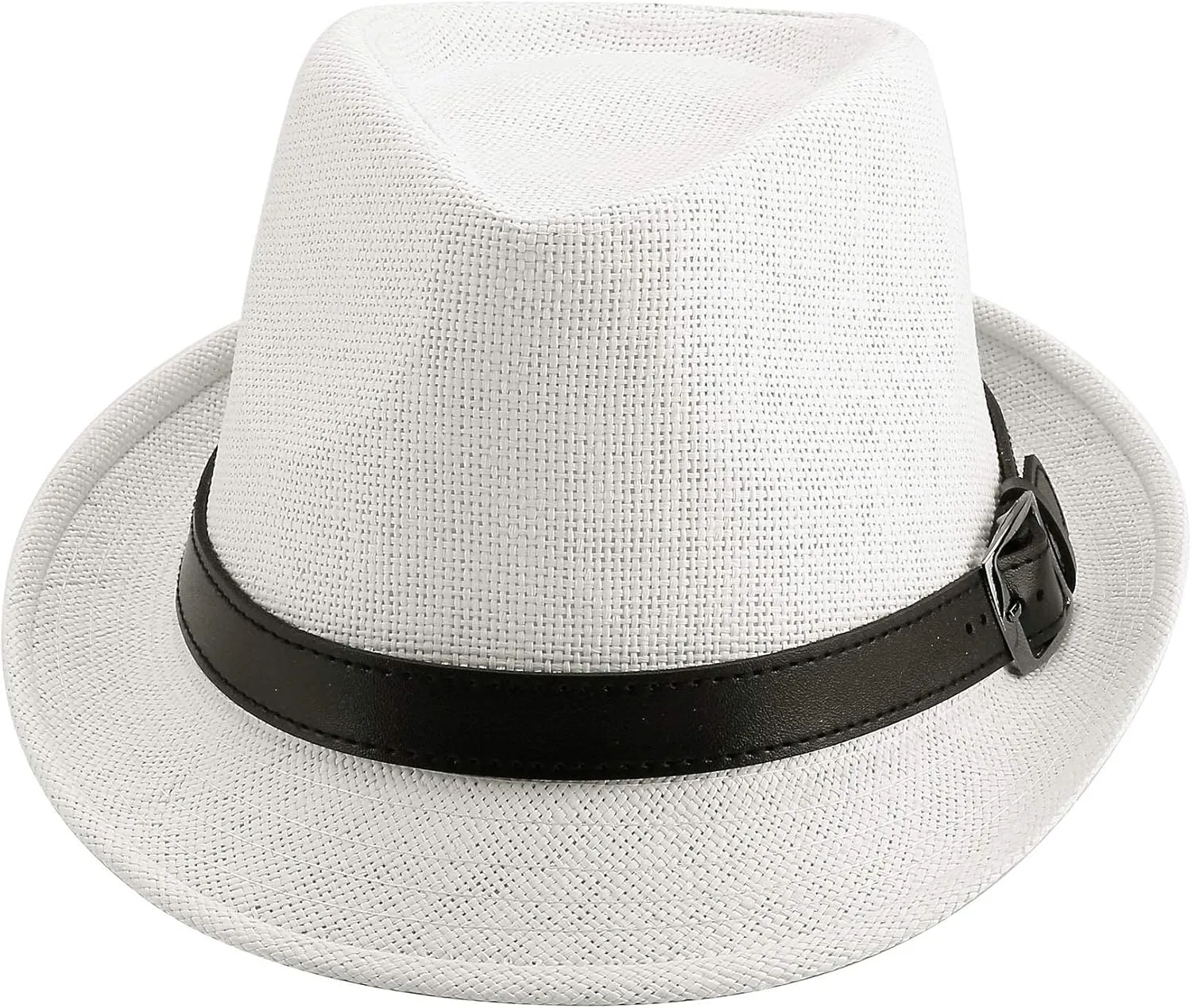 FALETO Straw Fedora Hat Classic Panama Trilby Hats Short Brim Sun Hat for Men Women