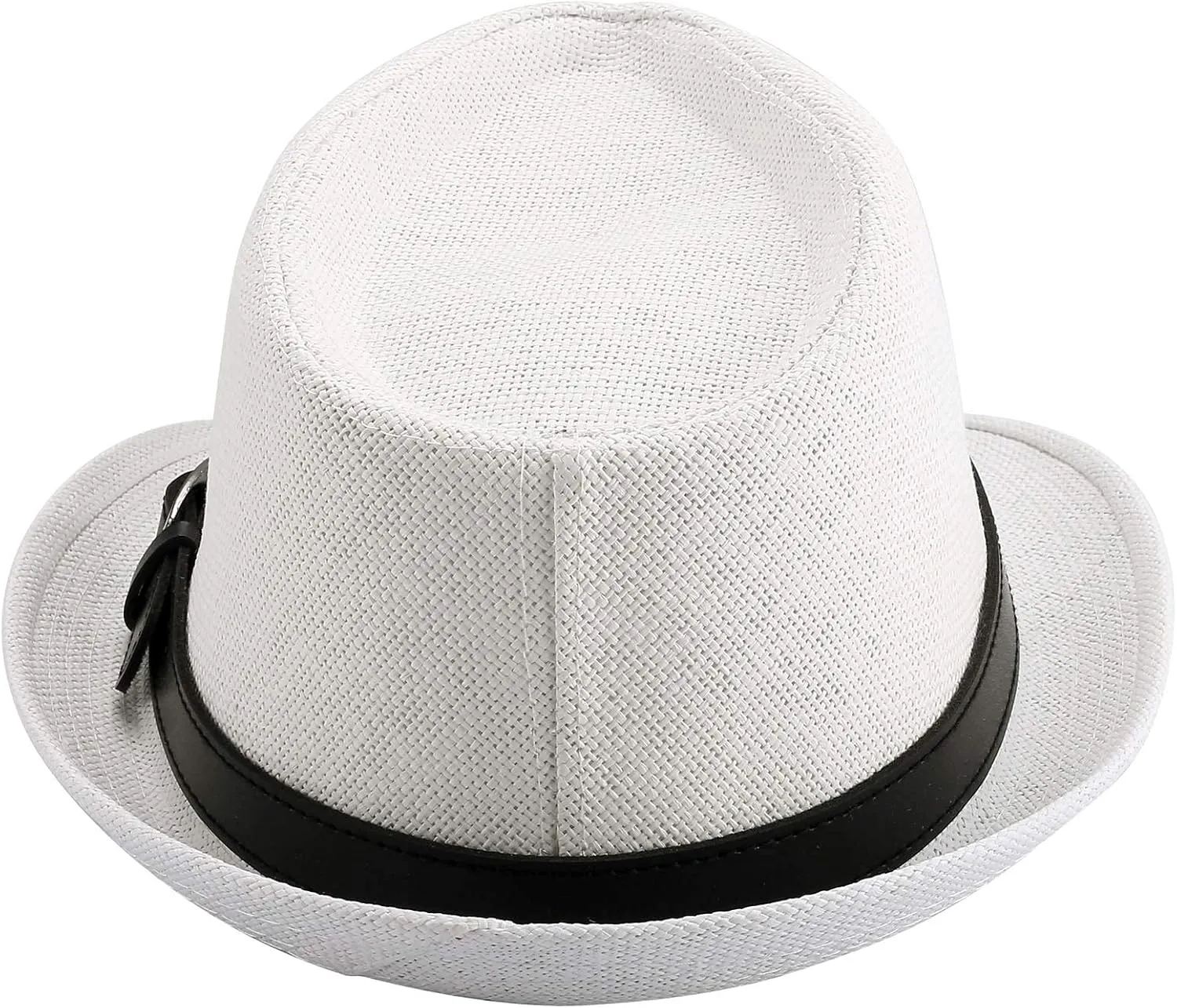 FALETO Straw Fedora Hat Classic Panama Trilby Hats Short Brim Sun Hat for Men Women