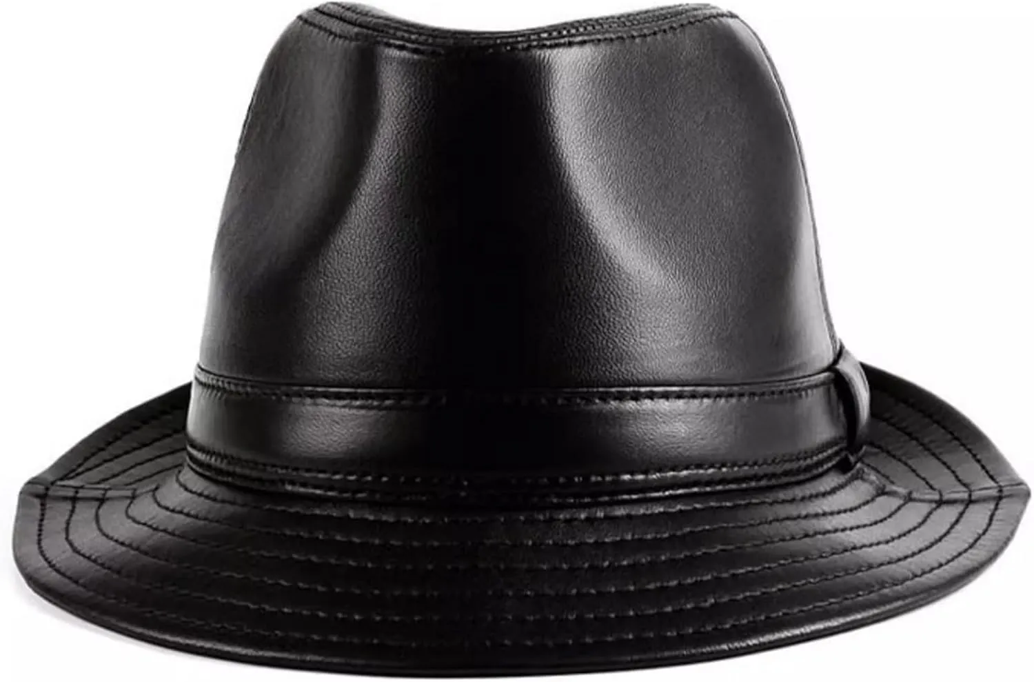 Fedora Classic Short Brim Beach Sun Hat Panama Cap for Men Women Leather Trilby Hat