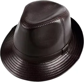 Fedora Classic Short Brim Beach Sun Hat Panama Cap for Men Women Leather Trilby Hat