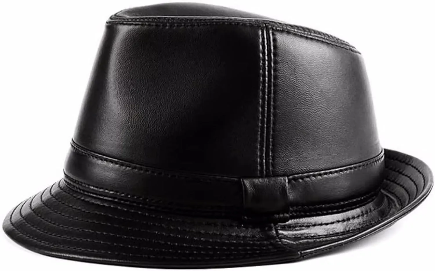 Fedora Classic Short Brim Beach Sun Hat Panama Cap for Men Women Leather Trilby Hat