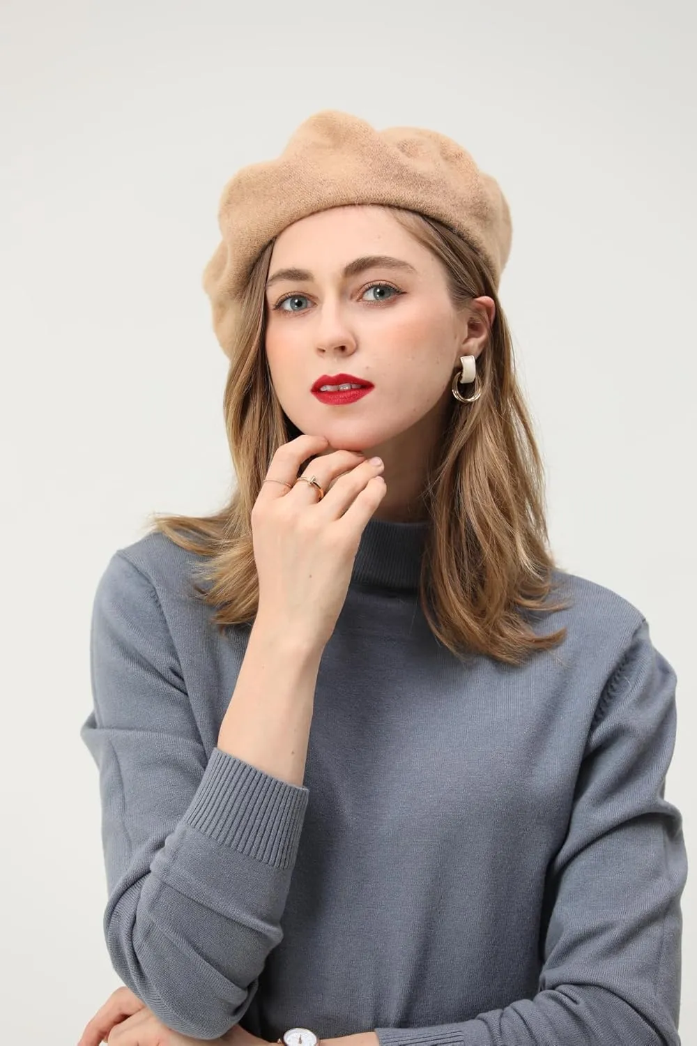 French Beret-Classic Wool Beret Solid Color Womens Beret Cap Hat