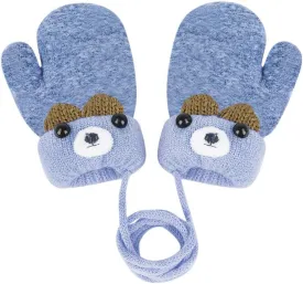 Greenery-GRE Kids Toddler Mittens with String Cartoon Winter Knit Warm Fleece Lined Snow Gloves for Baby Girls Boys 0-6 Y