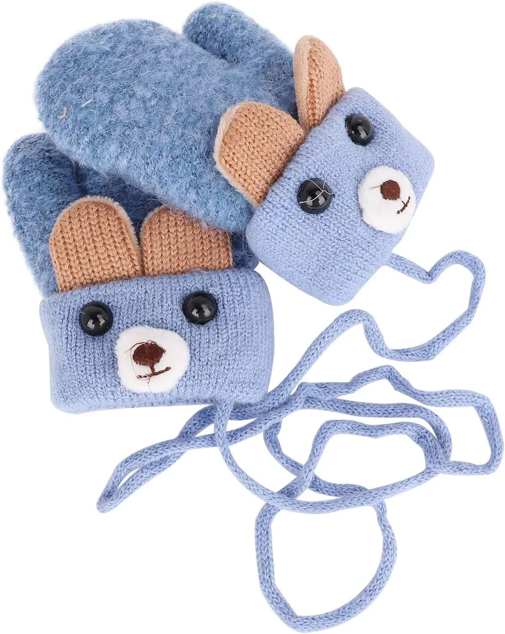 Greenery-GRE Kids Toddler Mittens with String Cartoon Winter Knit Warm Fleece Lined Snow Gloves for Baby Girls Boys 0-6 Y