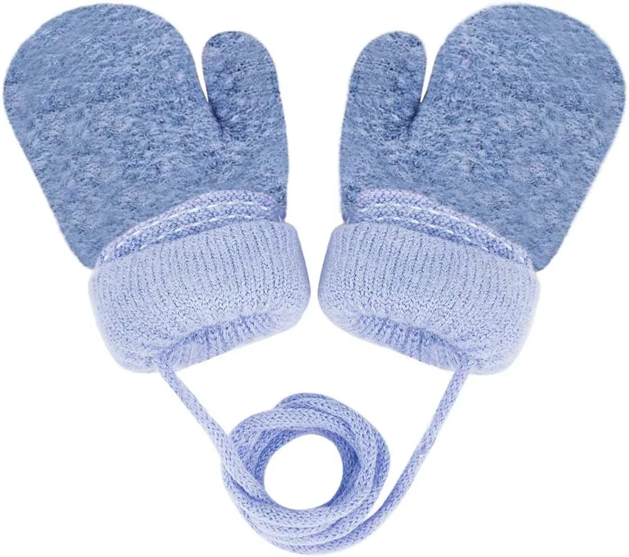 Greenery-GRE Kids Toddler Mittens with String Cartoon Winter Knit Warm Fleece Lined Snow Gloves for Baby Girls Boys 0-6 Y