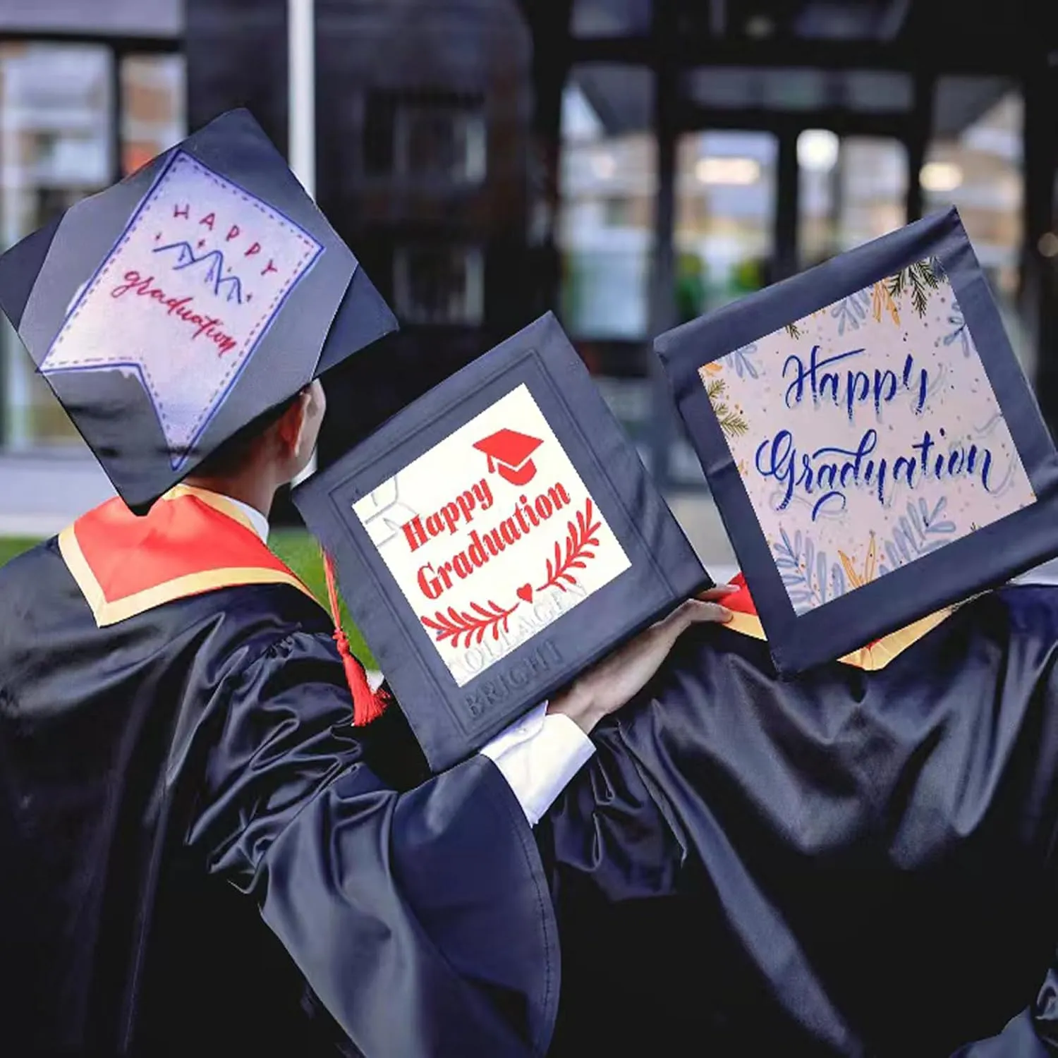 Happy Secret Shiny Graduation Cap Unisex with 2025 Tassel 2024 Year Charm for High School & Bachelor