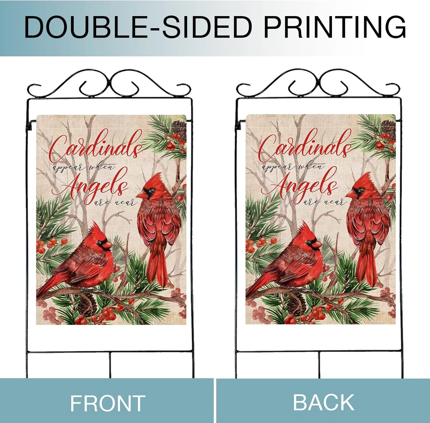 Hzppyz Cardinals Appear When Angels are Near Winter House Flag, Red Birds Berry Pine Tree Branch Pinecone Decorative Garden Yard Outdoor Large Decor, Christmas Farmhouse Home Outside Decoration 28x40
