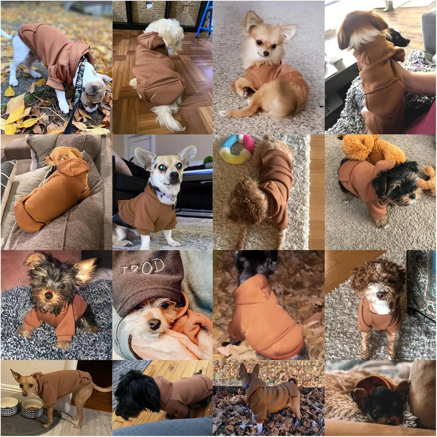 Jecikelon Winter Dog Hoodie Sweatshirts with Pockets Warm Dog Clothes for Small Dogs Chihuahua Coat Clothing Puppy Cat Custume (Coffee, X-Large)