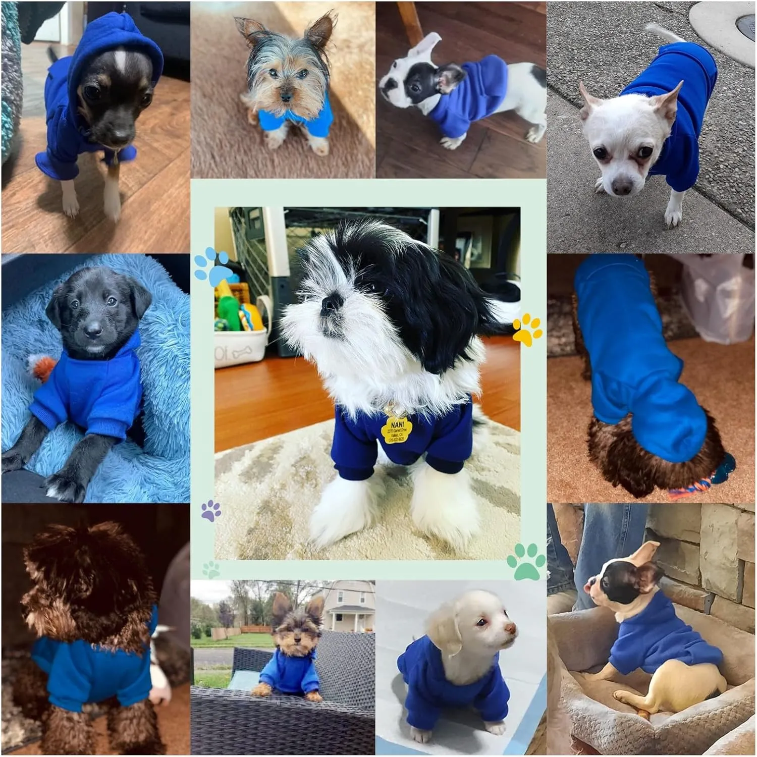 Jecikelon Winter Dog Hoodie Sweatshirts with Pockets Warm Dog Clothes for Small Dogs Chihuahua Coat Clothing Puppy Cat Custume (Dark Blue, XX-Small)