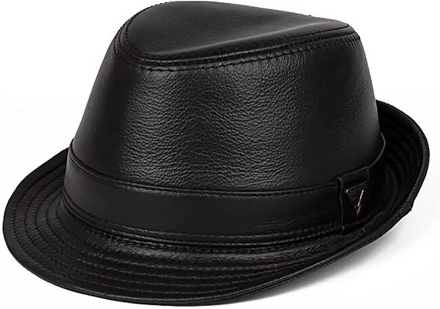 Leather Fedora Hat for Men Women Vintage Jazz Cap Trilby Hat Unisex Panama Cap Church Hat