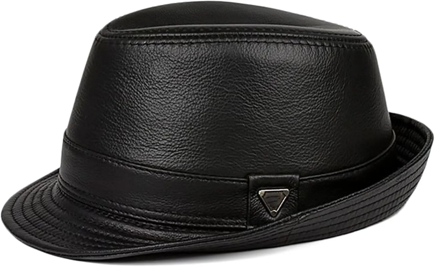 Leather Fedora Hat for Men Women Vintage Jazz Cap Trilby Hat Unisex Panama Cap Church Hat