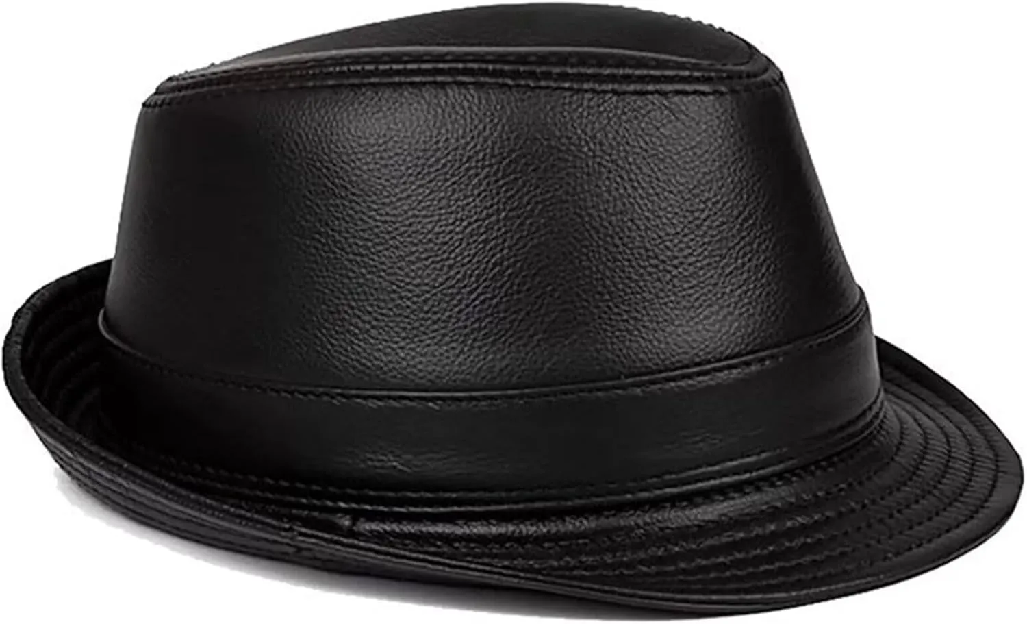 Leather Fedora Hat for Men Women Vintage Jazz Cap Trilby Hat Unisex Panama Cap Church Hat