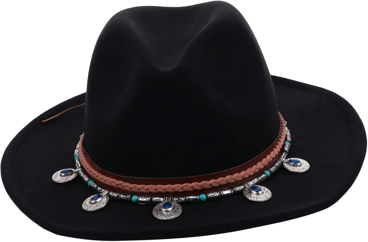 LIFKOME 1pc Retro Flat-Edge Woolen Jazz Hat for Women Accessory for Autumn Lightweight Comfortable for Dinner Parties Black