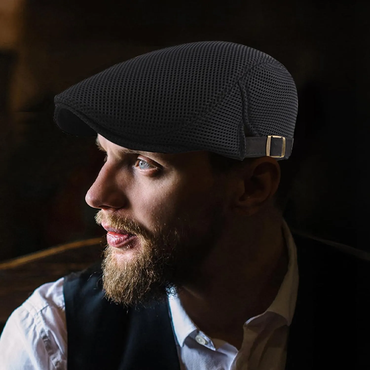 meioro Mens Breathable Mesh Summer Hat Adjustable Flat Cap Newsboy Beret Ivy Cap Irish Cabbie Fishing Hats
