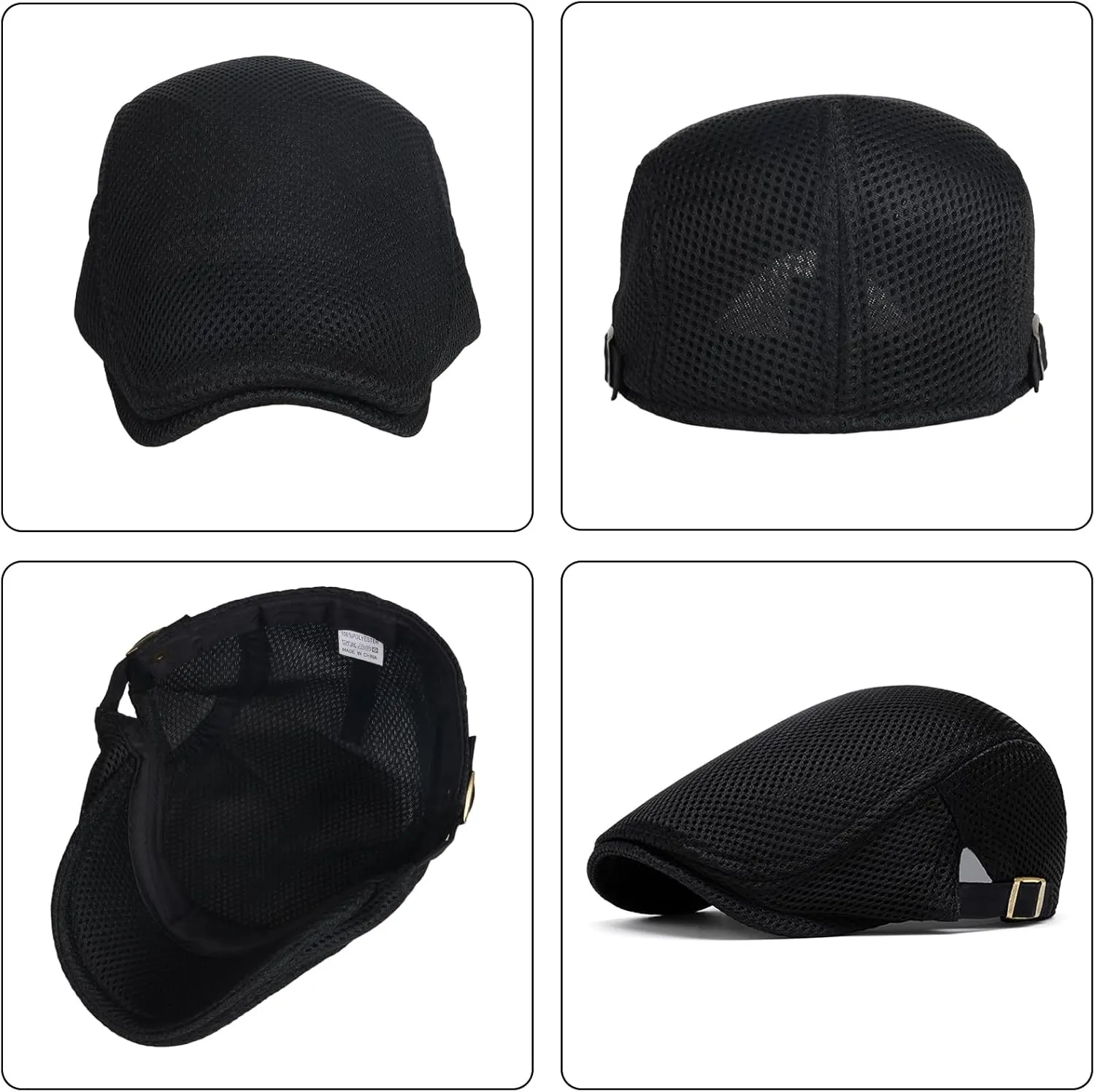 meioro Mens Breathable Mesh Summer Hat Adjustable Flat Cap Newsboy Beret Ivy Cap Irish Cabbie Fishing Hats