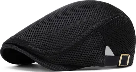 meioro Mens Breathable Mesh Summer Hat Adjustable Flat Cap Newsboy Beret Ivy Cap Irish Cabbie Fishing Hats