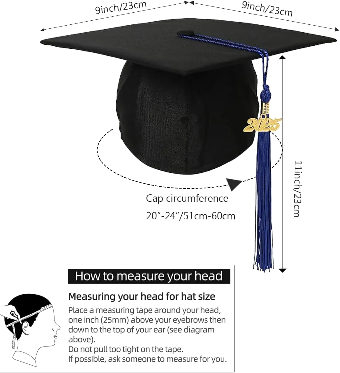 Newrara Graduation Unisex Matte Adult Graduation Cap with Tassel