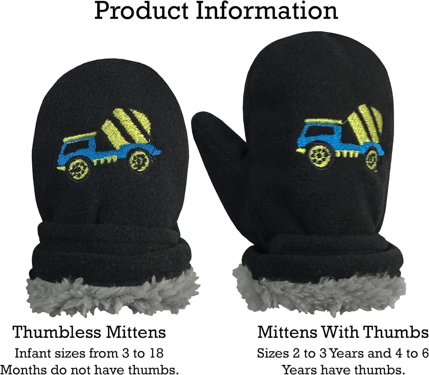 N'Ice Caps Baby Toddler Mittens Kids 2 Pairs Fleece Gloves Winter Warm Sherpa Lined