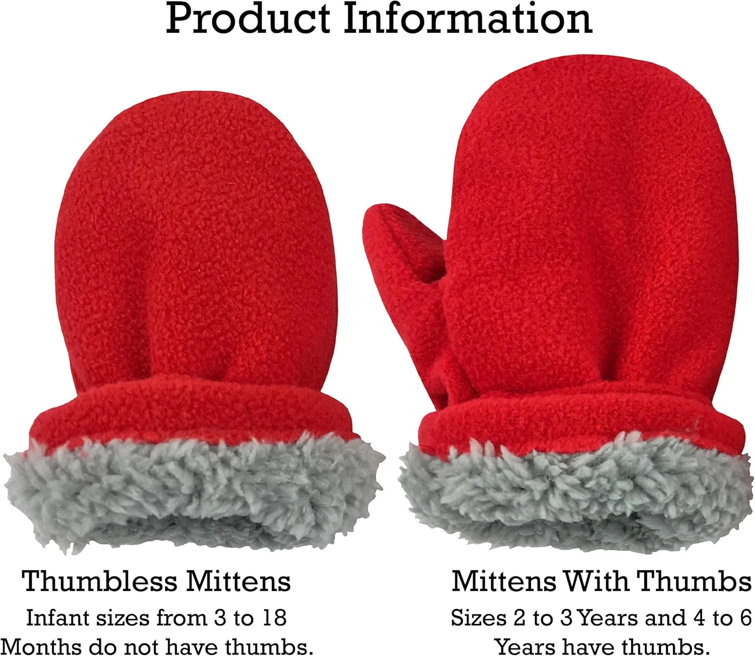 N'Ice Caps Baby Toddler Mittens Kids 2 Pairs Fleece Gloves Winter Warm Sherpa Lined