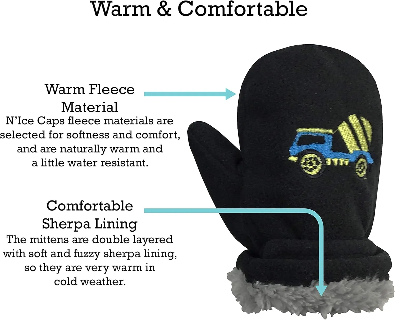 N'Ice Caps Baby Toddler Mittens Kids 2 Pairs Fleece Gloves Winter Warm Sherpa Lined