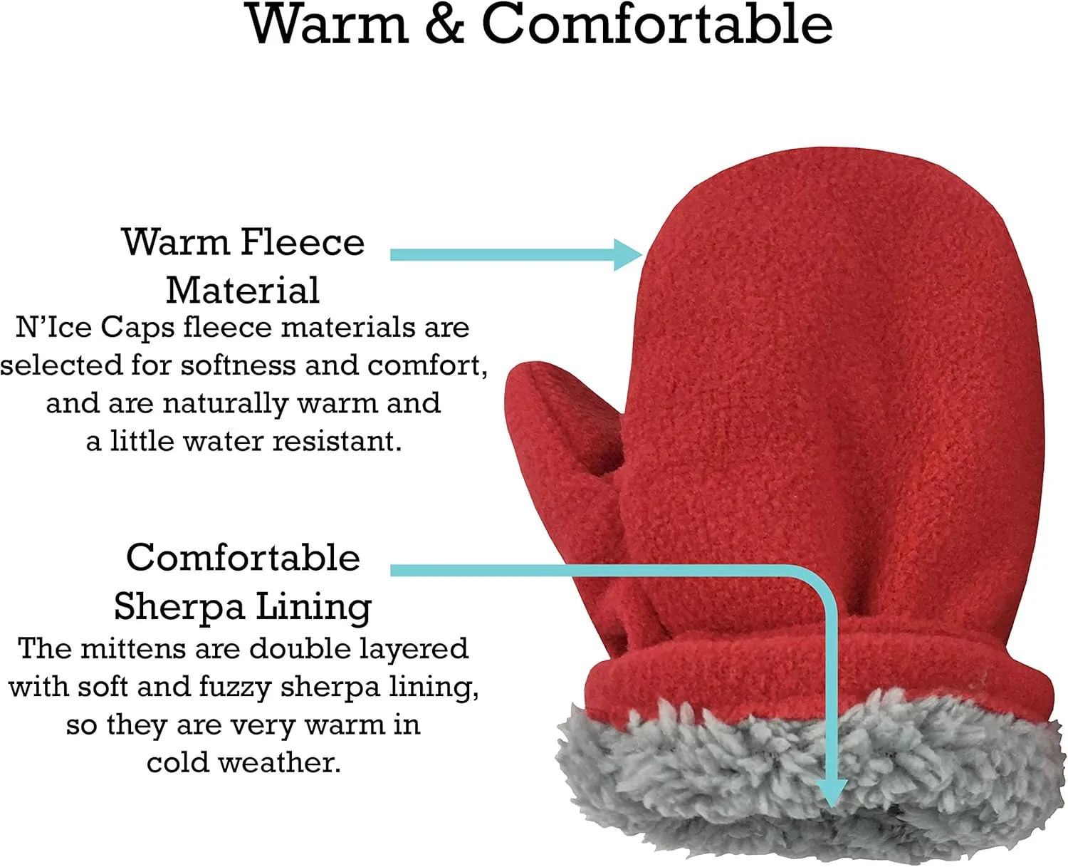 N'Ice Caps Baby Toddler Mittens Kids 2 Pairs Fleece Gloves Winter Warm Sherpa Lined