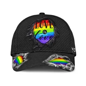 Personalized Pride 3D Baseball Cap, Rainbow Love Is Love Lgbt All Over Printed Classic Cap Hat, Lgbt Gifts