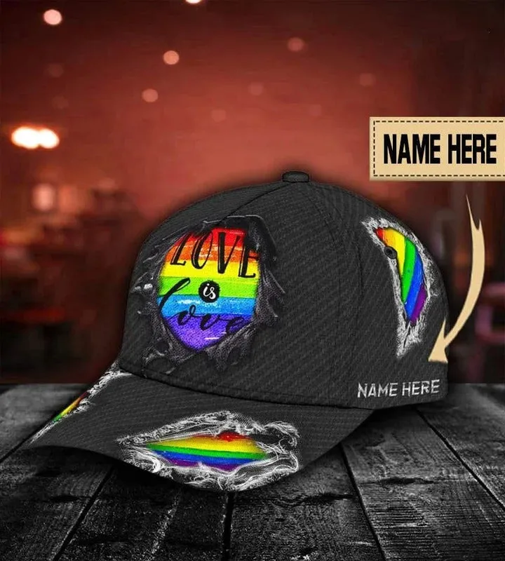 Personalized Pride 3D Baseball Cap, Rainbow Love Is Love Lgbt All Over Printed Classic Cap Hat, Lgbt Gifts