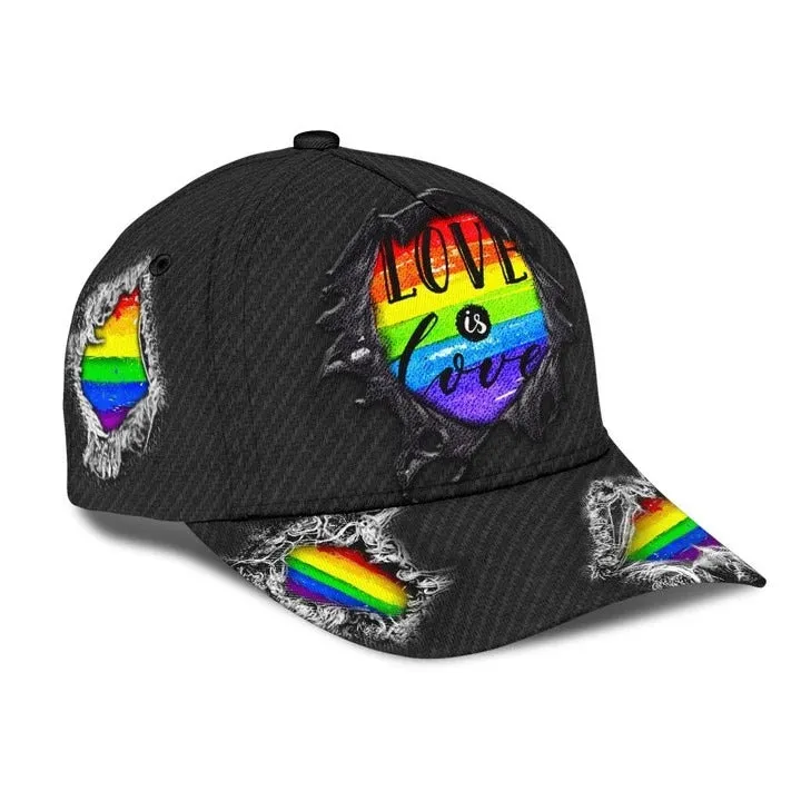 Personalized Pride 3D Baseball Cap, Rainbow Love Is Love Lgbt All Over Printed Classic Cap Hat, Lgbt Gifts