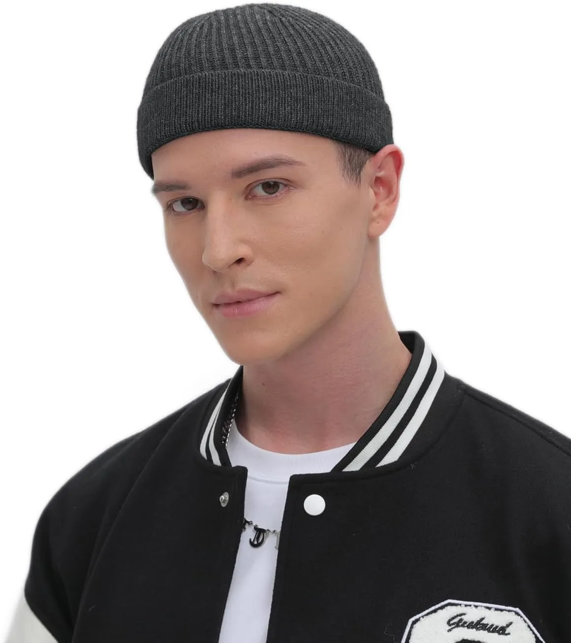 ROYBENS Swag Wool Short Fisherman Beanie for Men Women, Knit Cuff Trawler Beanie Watch Hat, Soft Spring Fall Skull Cap Unisex