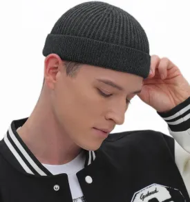 ROYBENS Swag Wool Short Fisherman Beanie for Men Women, Knit Cuff Trawler Beanie Watch Hat, Soft Spring Fall Skull Cap Unisex