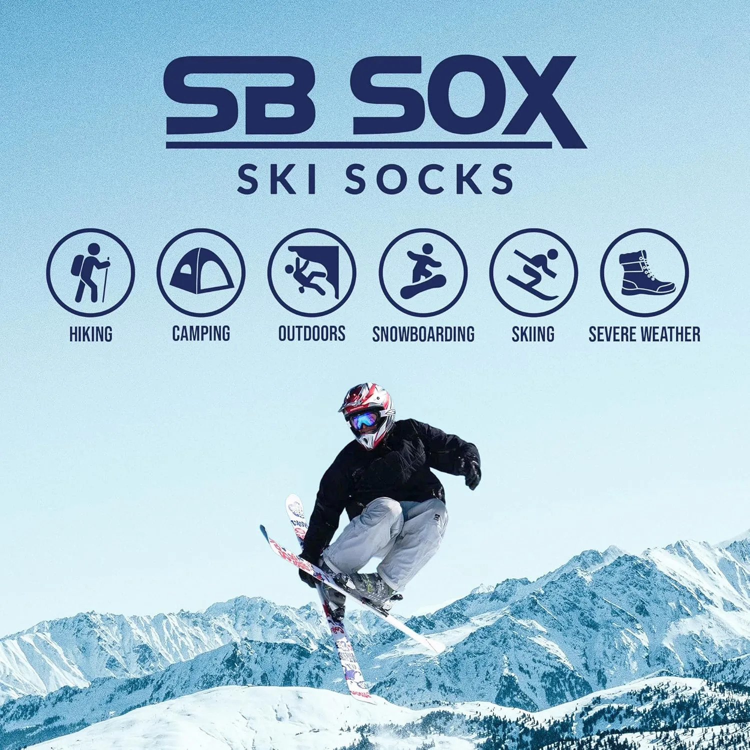 SB SOX Merino Wool Ski Socks for Men Women & Kids (2 Pairs) - Warm Thermal Socks for All-Day Winter Wear