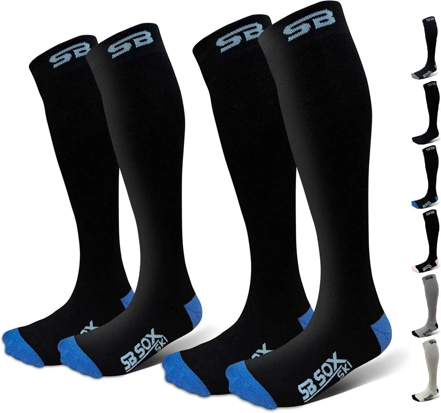 SB SOX Merino Wool Ski Socks for Men Women & Kids (2 Pairs) - Warm Thermal Socks for All-Day Winter Wear