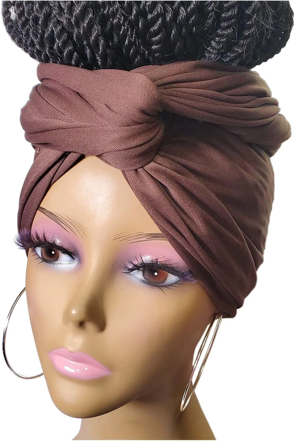 Stretch Turban Head Wrap Scarf for Women - Long Jersey Turban Wrap Tie 1 or 2