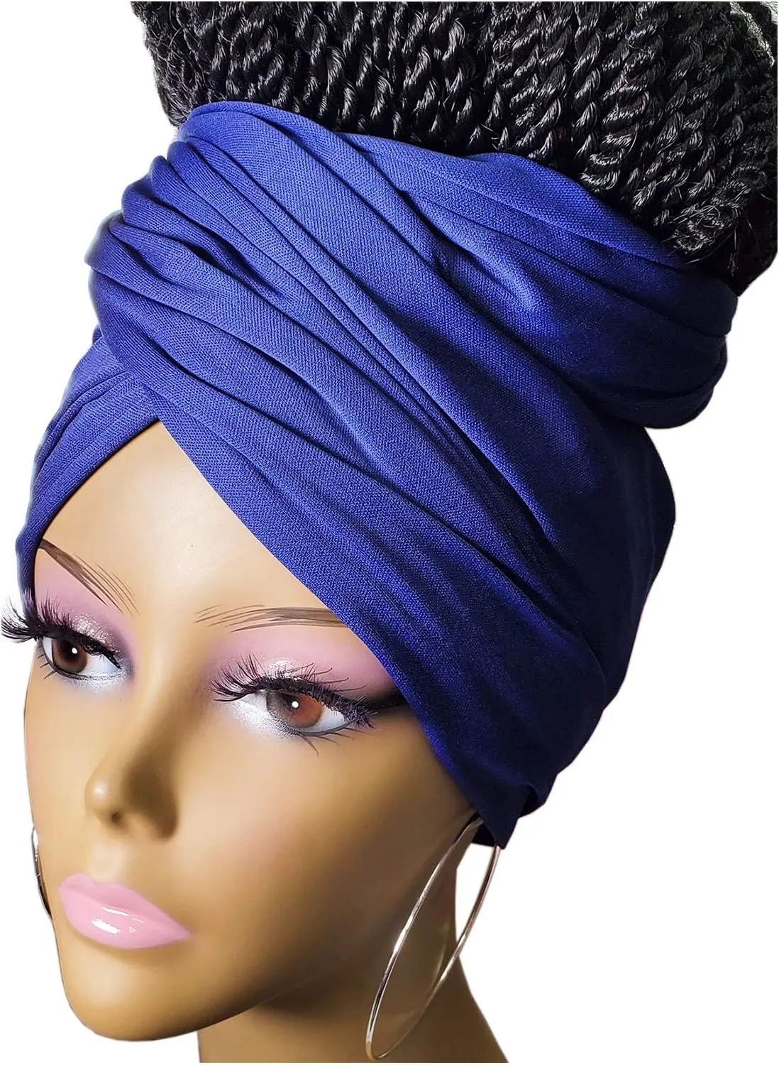 Stretch Turban Head Wrap Scarf for Women - Long Jersey Turban Wrap Tie 1 or 2