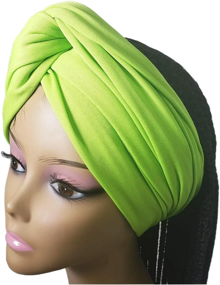 Stretch Turban Head Wrap Scarf for Women - Long Jersey Turban Wrap Tie 1 or 2
