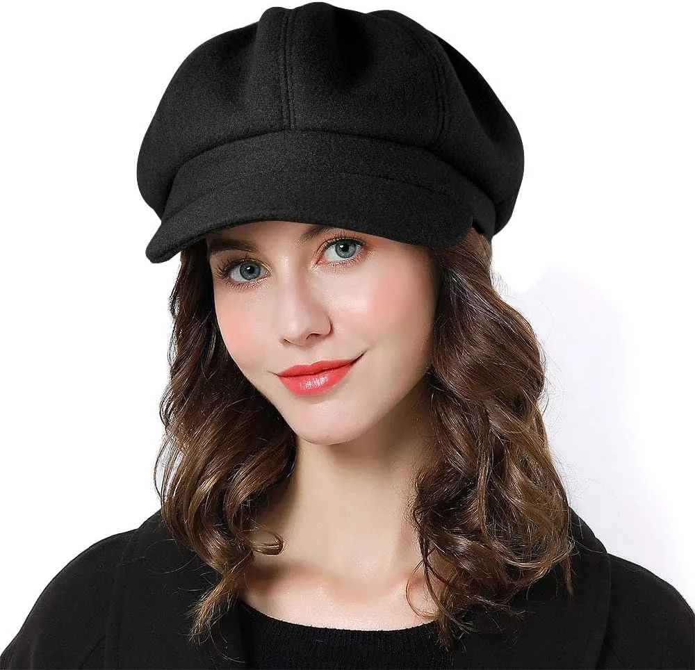 Sumolux Women Beret Newsboy Hat French Wool Cap Classic Autumn Spring Winter