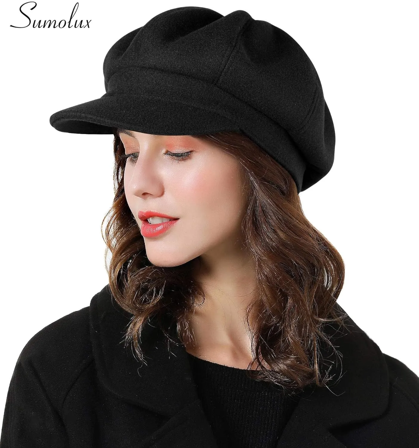 Sumolux Women Beret Newsboy Hat French Wool Cap Classic Autumn Spring Winter