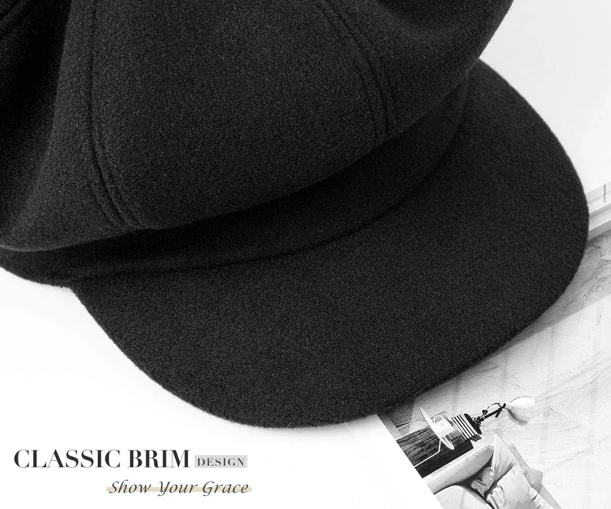 Sumolux Women Beret Newsboy Hat French Wool Cap Classic Autumn Spring Winter