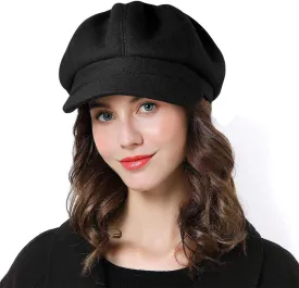 Sumolux Women Beret Newsboy Hat French Wool Cap Classic Autumn Spring Winter