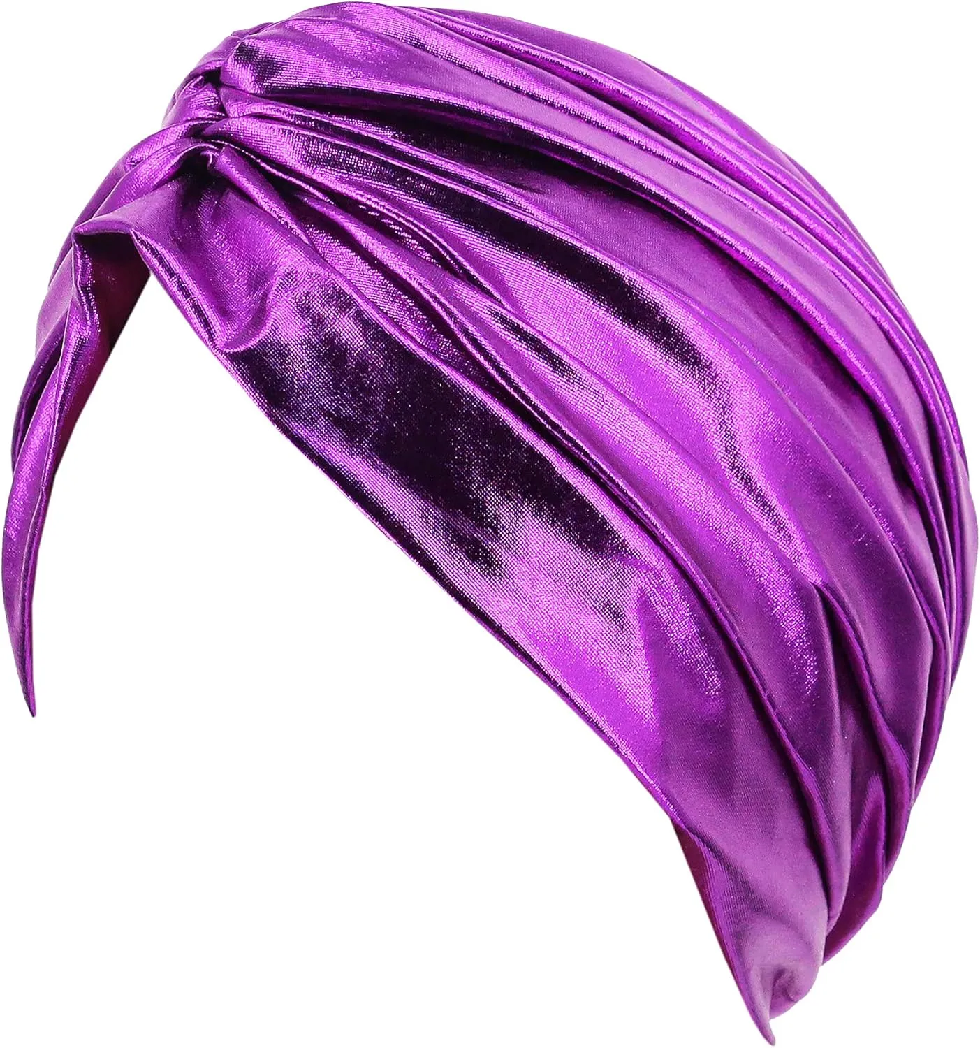 Surkat Unisex Metallic Arab India Pleated Turban Headwrap Swami Hat Costume Hat Chemo Cap